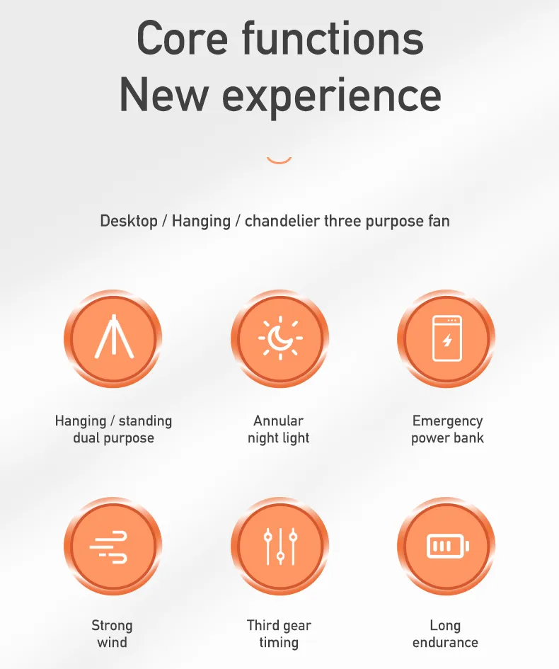 New Outdoor Tripod Fan Large Capacity Wireless USB Charging Camping Fan Portable Small Ceiling Fan Lamp