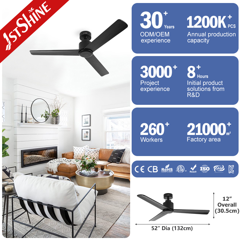 1stshine Ceiling Fan 52 Inches Modern Deluxe Elegent 30W 110V or 220V DC Motor 3 Light Wood Blades Hotel Wooden Ceiling Fan
