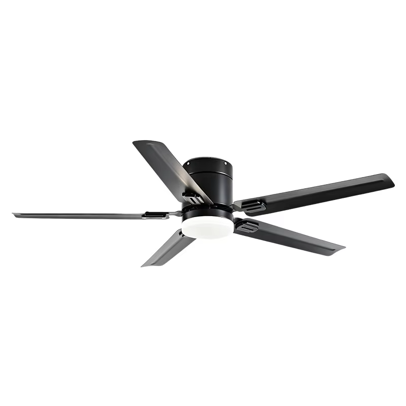 Modern Iron LED Ceiling Fan 5 Blades DC Motor Remote Control Flush Mount Light Indoor 6-Speed Adjustable 3500K Warm White 32-48