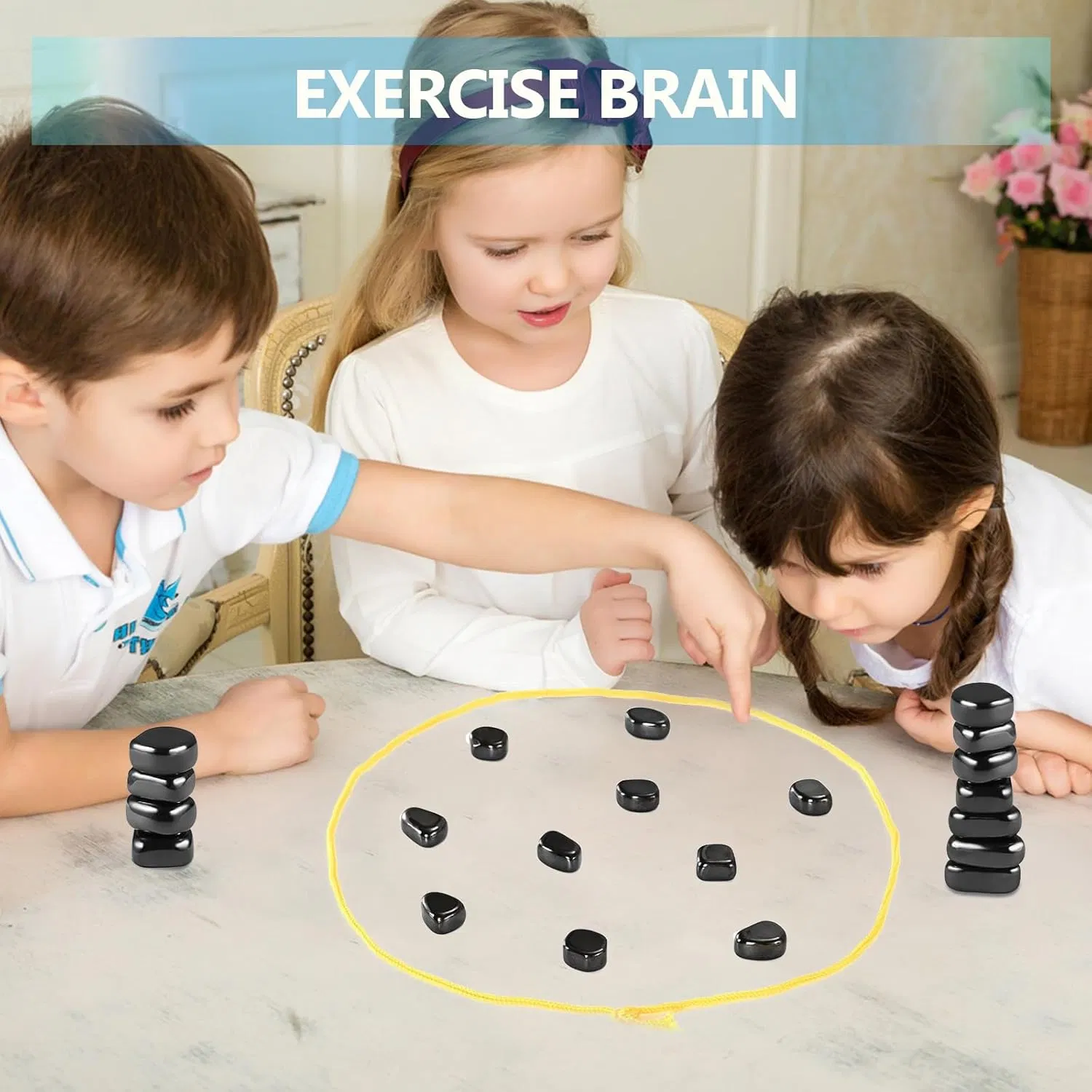Magnet Game with 32 Stones, Magnetic Chess Game with String, for Family &amp; Party &amp; Travel &amp; Camping, Puzzle Strategy Games