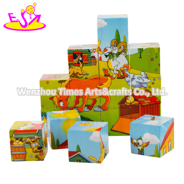 تصميم جديد 12 مكعبات ألعاب الصور الخشبية للأطفال W14f057