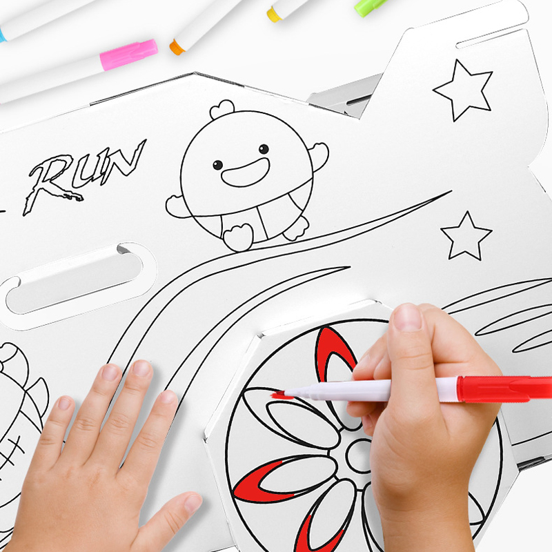 ألعاب ورقية قابلة للارتداء للرسم والتلوين DIY فنون الحرف اليدوية 3D ألغاز تلوين ألعاب السيارات