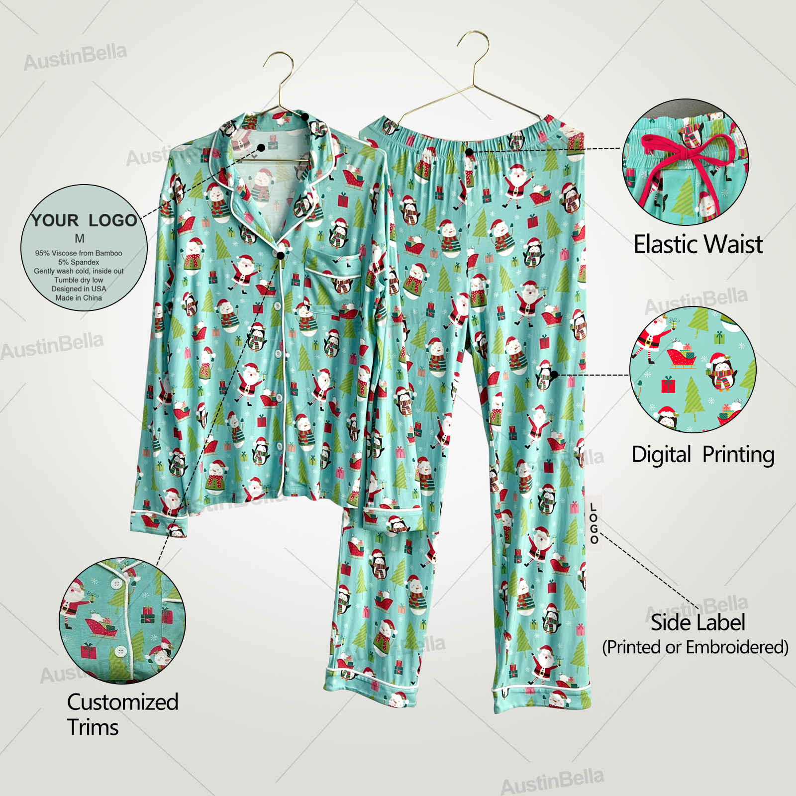 Manufacturer Custom High Quality Luxury Women's Pajamas Set Bamboo Satin Modal Silk tencel Summer Short Sleeve Pajamas Sleepwear