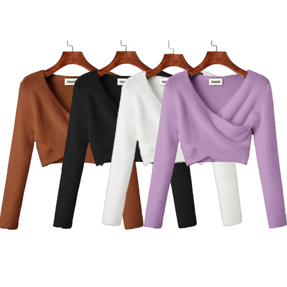 Custom OEM &amp; ODM Women Sweater Long Sleeve Knitwear Women Clothes Fluffy Knitted Sweater for Women Clothes