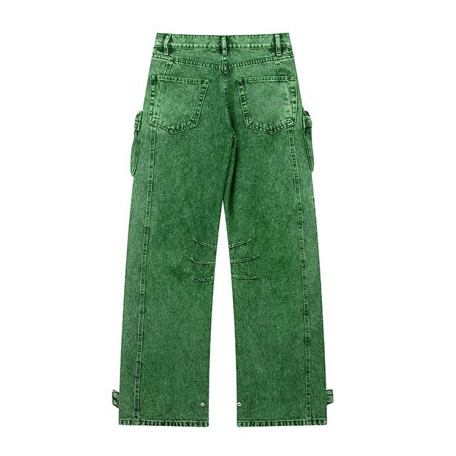 Hot Selling Women's Cargo Denim Pant for Summer Multi-pocket Ripped Straight Washable Retro Casual Jeans New Street Wear