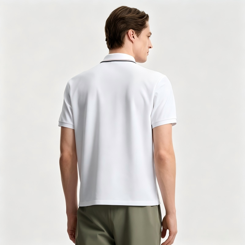 Sky Blue Cotton Linen Men's Polo with Embroidered Logo Short Sleeve Lightweight Breathable Summer Holiday Resort Wear with Custom Label Guangzhou