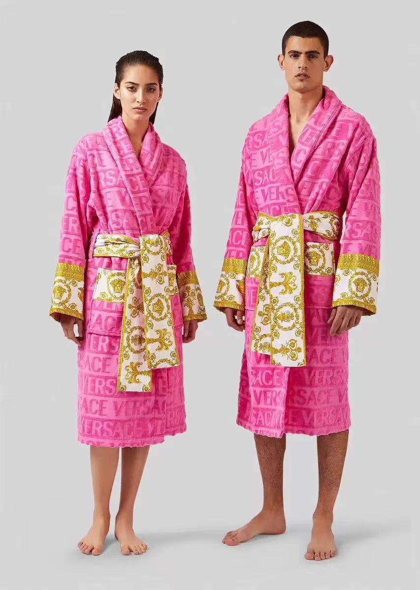 HLY Women's Pure Cotton Jacquard Sleepwear Bathrobe Allure Luxury Women's Pajamas for Summer Winter Solid Nighty Bathrobe