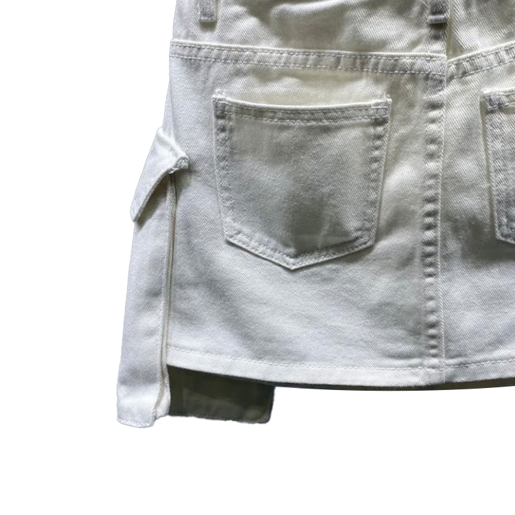 Fashion Asymmetric Custom logo Ladies Denim Skirt With Pockets Summer Style Twill Cargo Skirts for Women