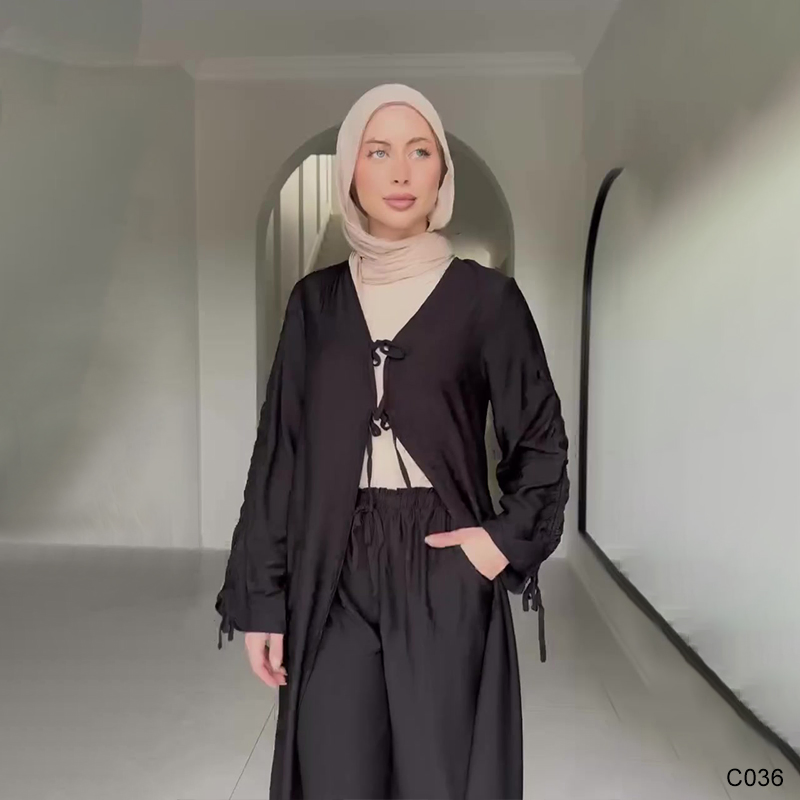 Modest Fashion Abaya and Pants Set for Muslim Women