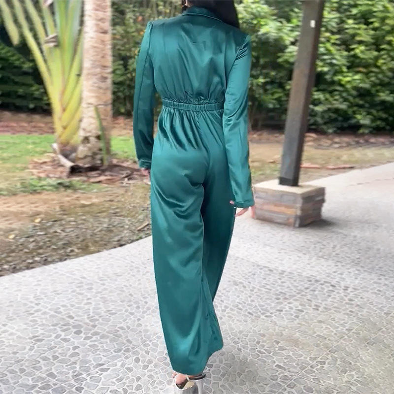 Fashion Plus Size Women Supply Temperament Loose Straight Solid Color Women Jumpsuit
