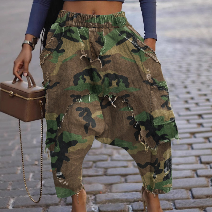 Lady's Clothing Wholesale Personalized Street Style Trendy High Waist Denim Loose Pants