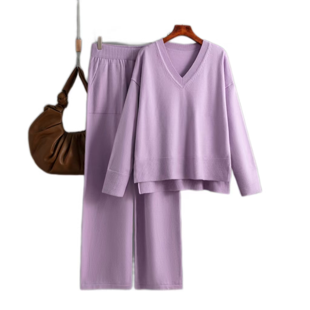 Hot New Women's Solid Color Loungewear Sets Elegant and Soft Anti-Wrinkle for Autumn and Winter Fast Delivery