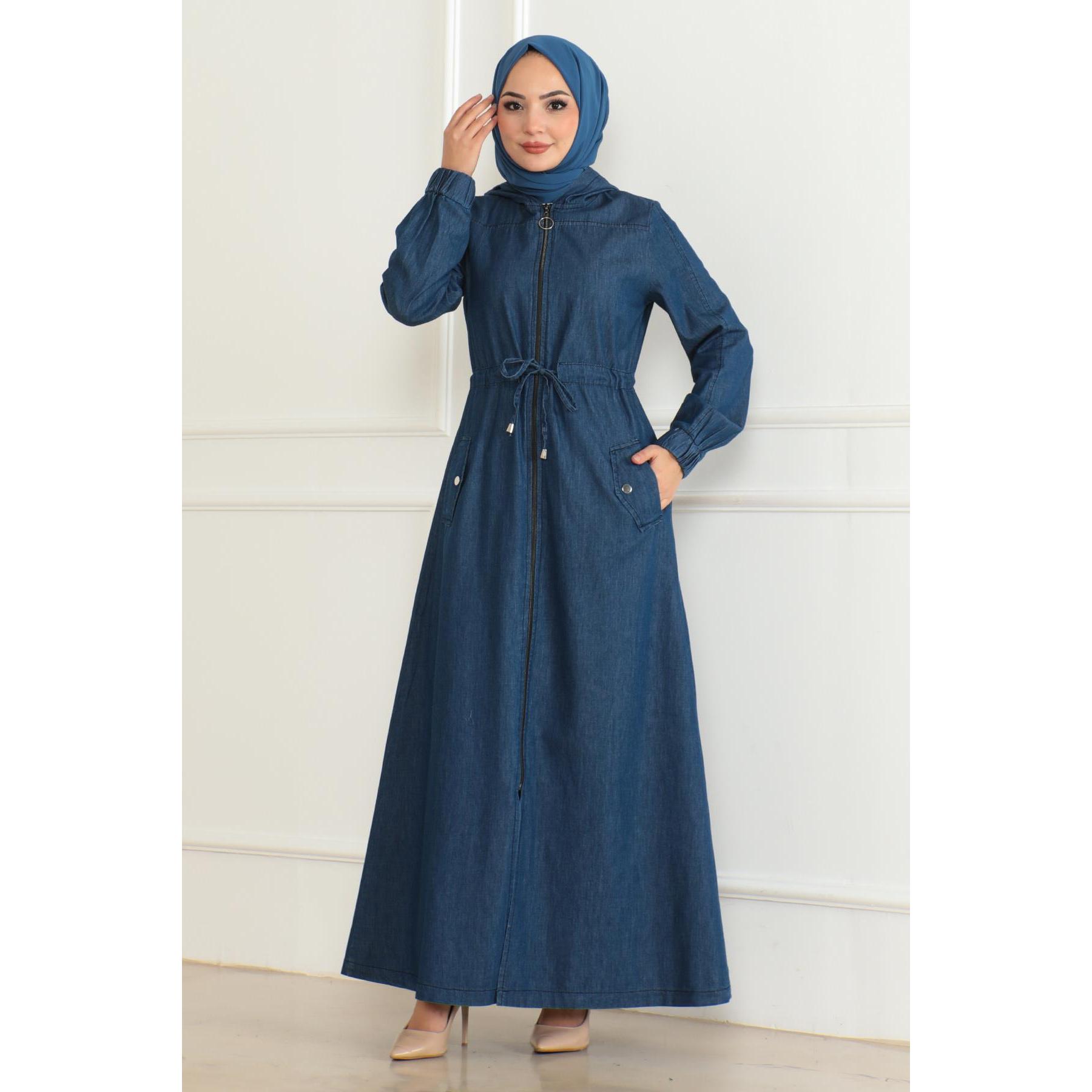 Dark Blue Denim Tunic Front View
