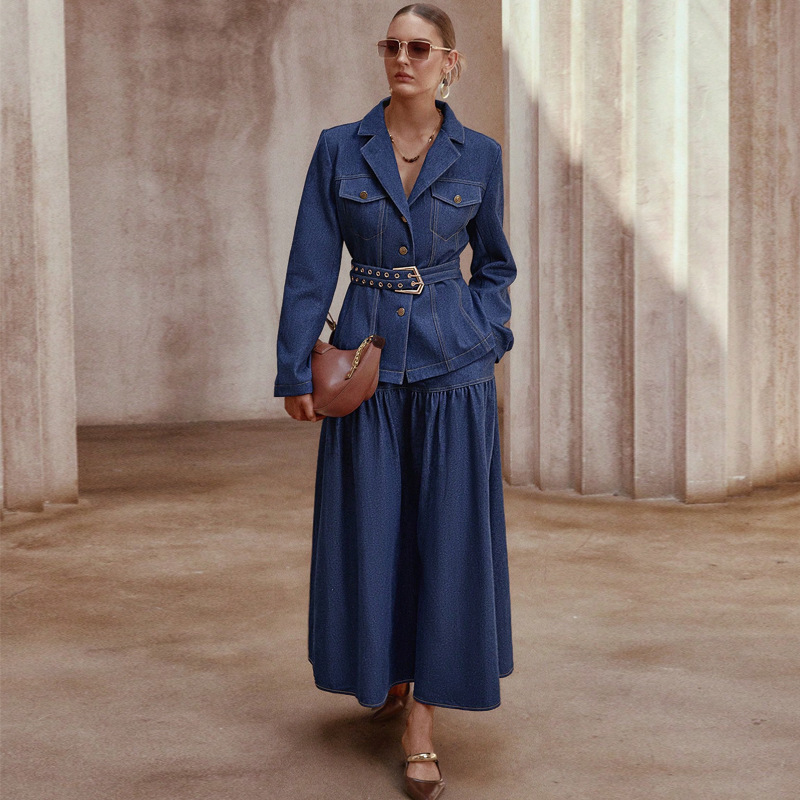 2026 Denim Suit for Women Stylish Girls Jeans Suits Women's Denim Jacket and Skirt Clothes Women 2 Pieces Outfit Sets