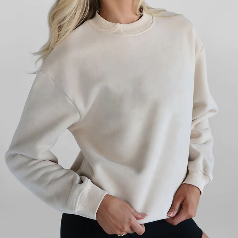 New Women Custom Cotton Heavyweight Drop Shoulder Sweatshirts Custom Oversized Pullover Sweatshirts for Women