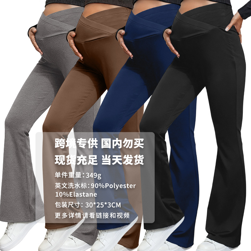 OEM/ODM Cross Casual Slim Pregnant Women Bell Bottoms Wide Leg Pants for Maternity Wear for Europe and the United States