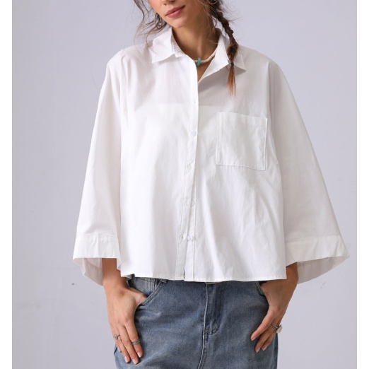 Plus Size Fashion Simple Style Women Cotton Blouse