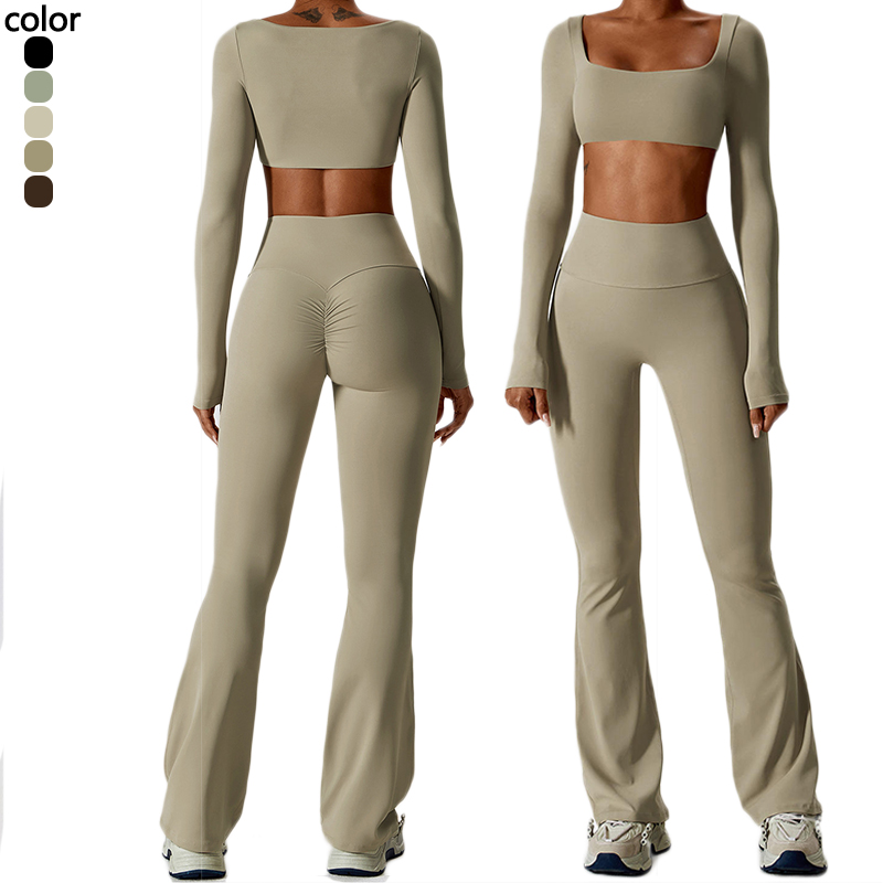 Manufacturer Wholesale Fitness Yoga Wear OEM Blank Tracksuits Women Sport Crop Top Scrunch Butt Yoga Pants Gym Sets for Women