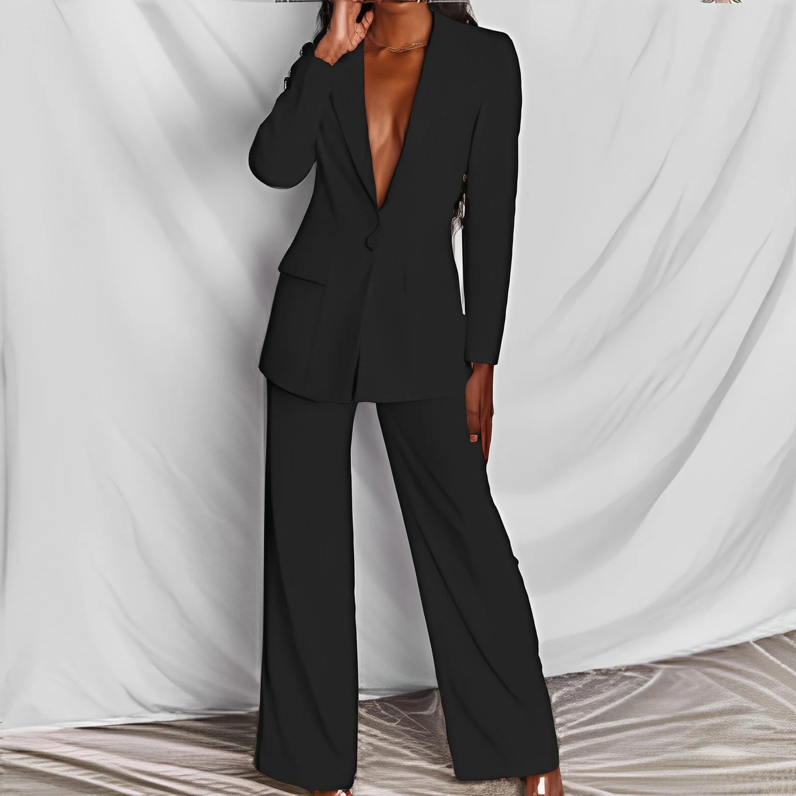 New Women's Professional Eco-Friendly Polyester Full Length Two-Piece Fashion Formal Suit
