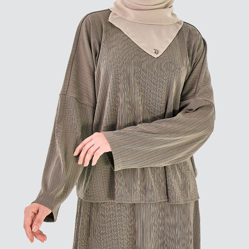 Elegant Modest 2-Piece Rib Knit Muslim Women's Set