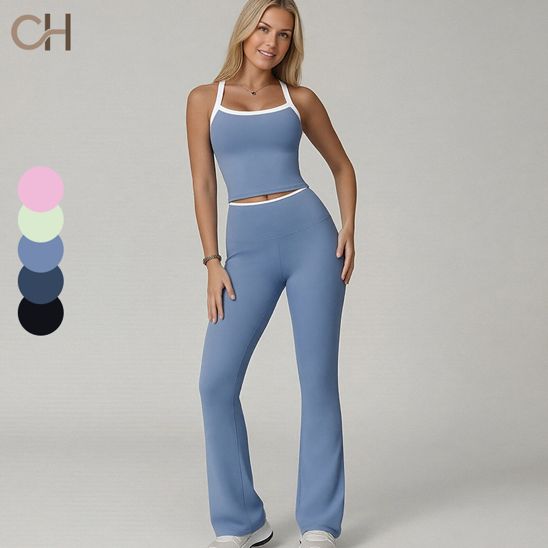 Wholesale Breathable Women's Sports Gym Workout Yoga Sportswear 2-piece Set Workout Clothes for Running and Exercising Yoga Set
