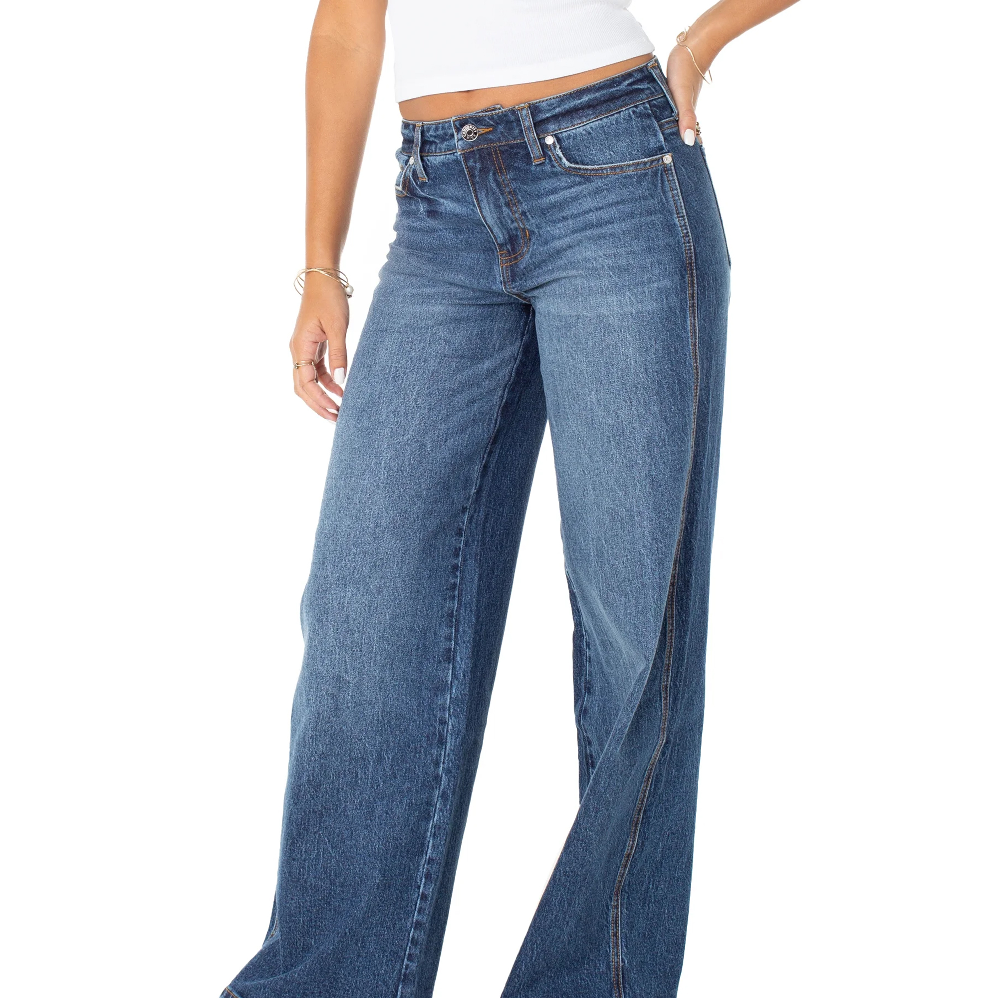 High Quality Breathable Custom Made Women's Mid Straight Loose Denim Latest Design Casual Solid Pattern Low Price Wholesale