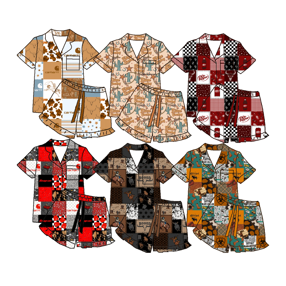 Pajamas, Bamboo Home Clothes, Women's Western Printed Women's Short Sleeved Pajamas, Sleepwear