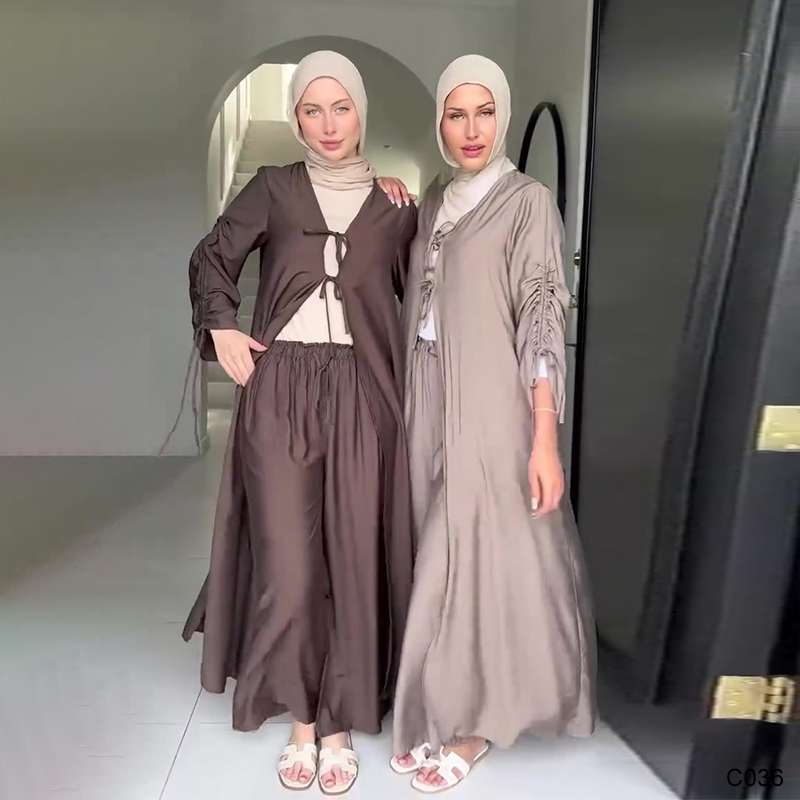 Modest Fashion Abaya and Pants Set for Muslim Women
