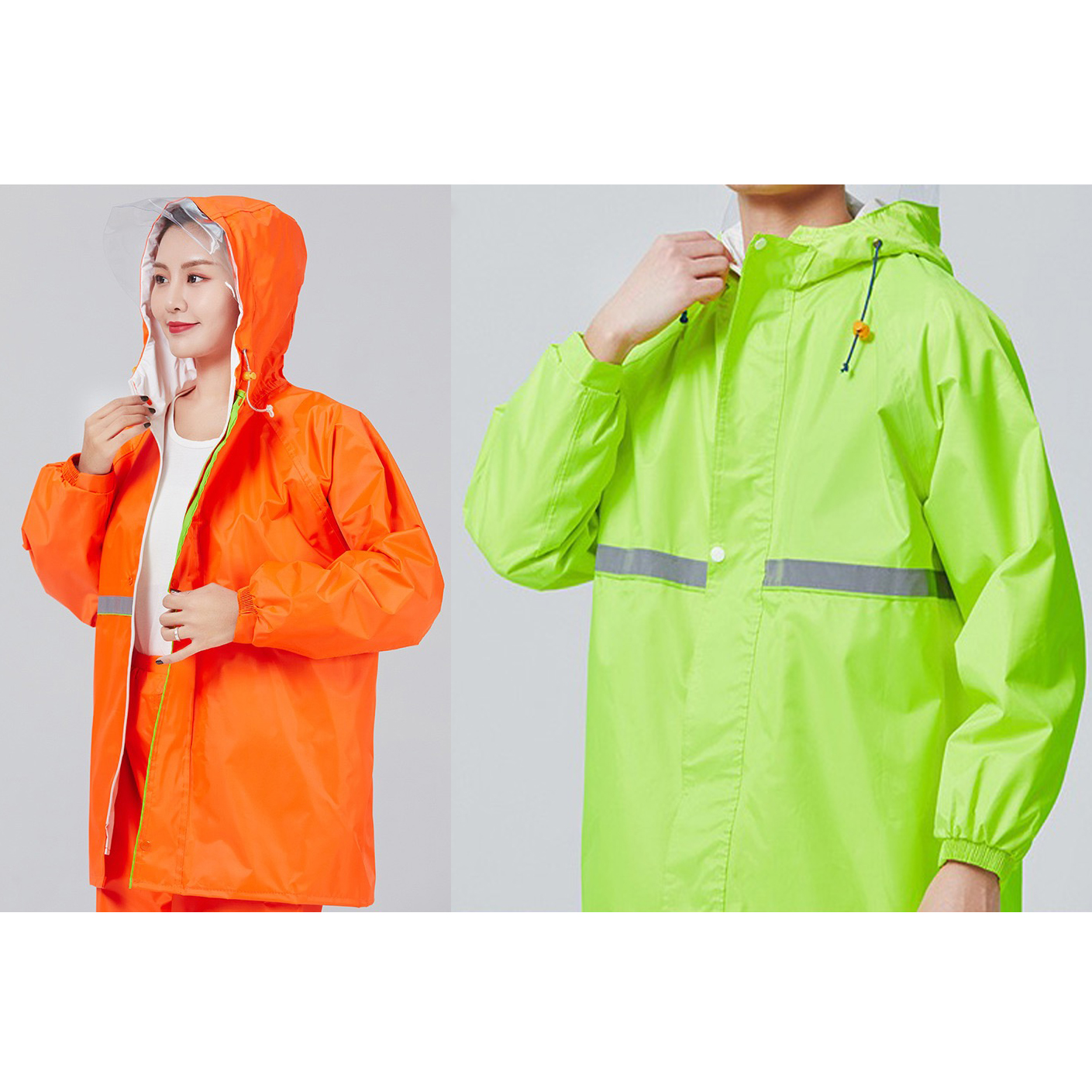 Men And Women Adult Zipper Oxford Rain Coat Suit Cycling Motorcycle Hooded Outdoor Reflective Waterproof Raincoat