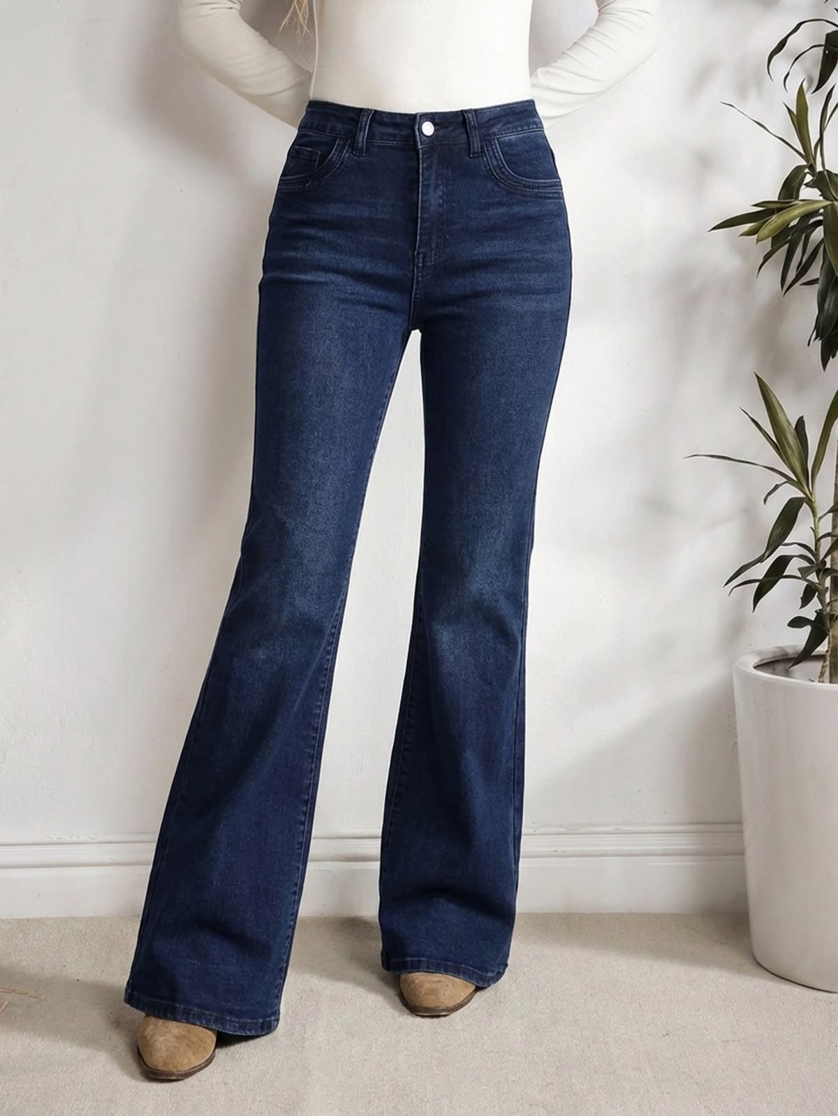 High-Waisted Flare Pants Winter's New Slim Denim Jeans for Women Breathable Embroidered Design with High Waist for Summer Autumn