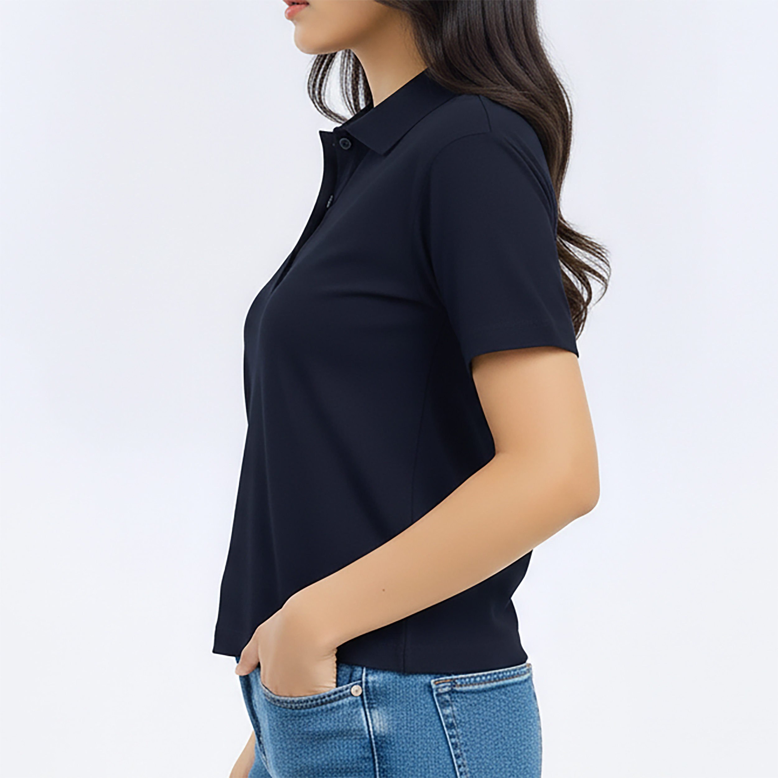 Customized solid color Polo Shirt for women's Comfortable custom screen printed logo streetwear hip hop ladies polo shirt