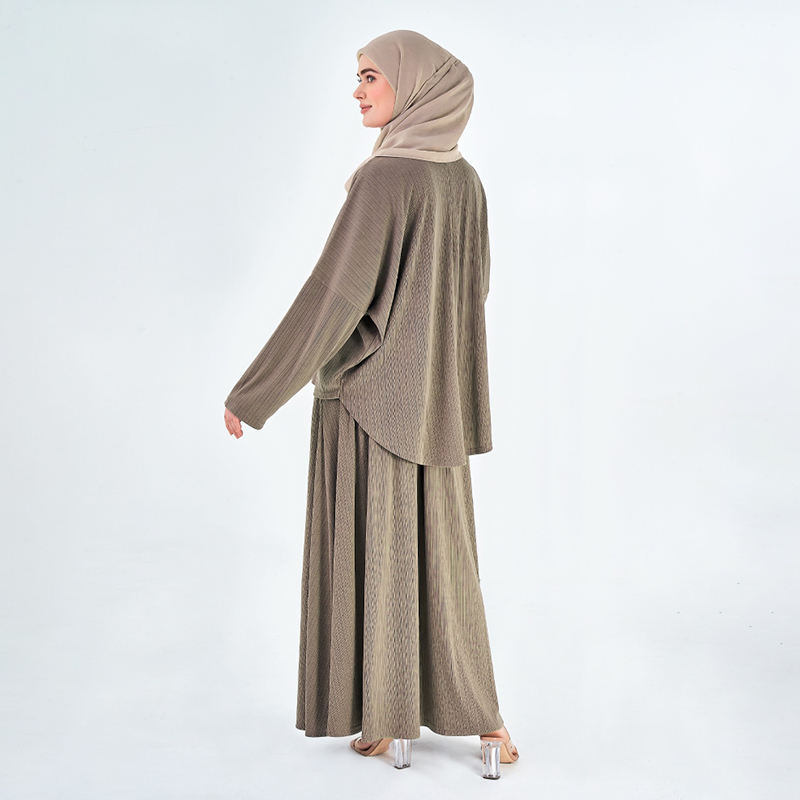 Elegant Modest 2-Piece Rib Knit Muslim Women's Set