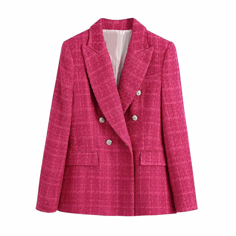 Spring Women Fashion Double Breasted Vintage Long Sleeve Flap Pockets Solid Female Outerwear