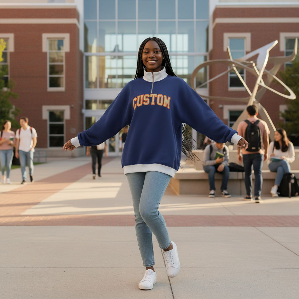Custom Printed Autumn Winter Sorority Sweatshirt Women Oversized Knitted Polyester/Cotton Mockneck College Greek Apparel