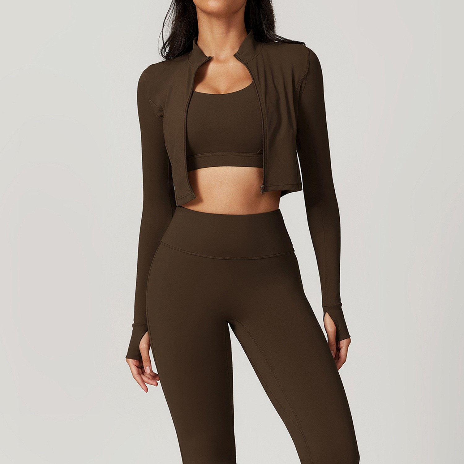 4pcs Hot Sale Zipper Jackets Top Bra Shorts Leggings Gym Workout Active Wear Fitness Clothing Sportswear Sports Yoga Sets Women