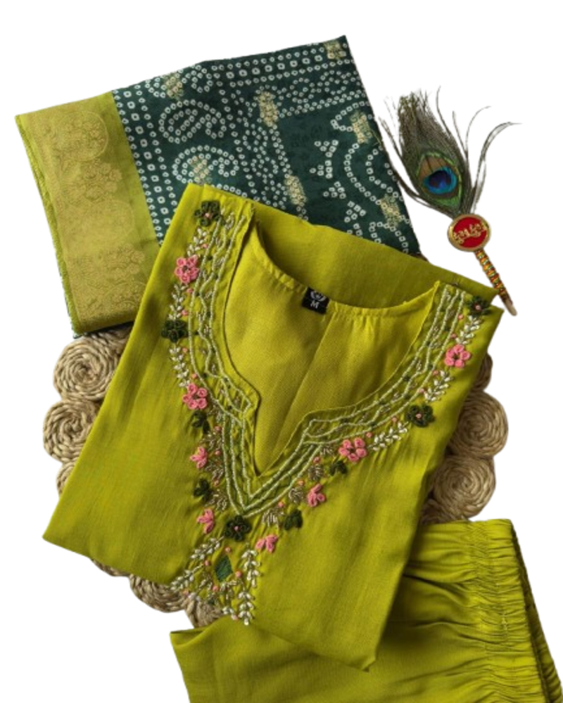 Hot Selling Women's Casual Kurta Georgette Embroidery Kurti Dupatta Set Readymade Indian Wear for Wedding Parties for Girls