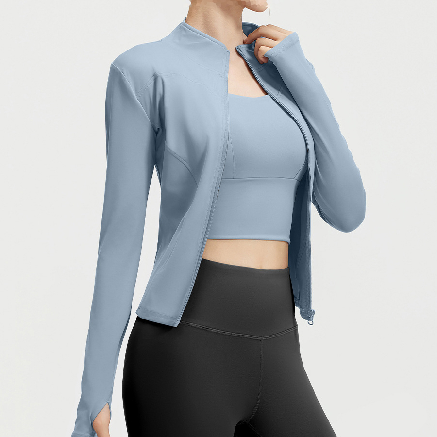 Stylish Women's Fitness Outerwear Made from Durable Polyester with Quick Evaporation Feature