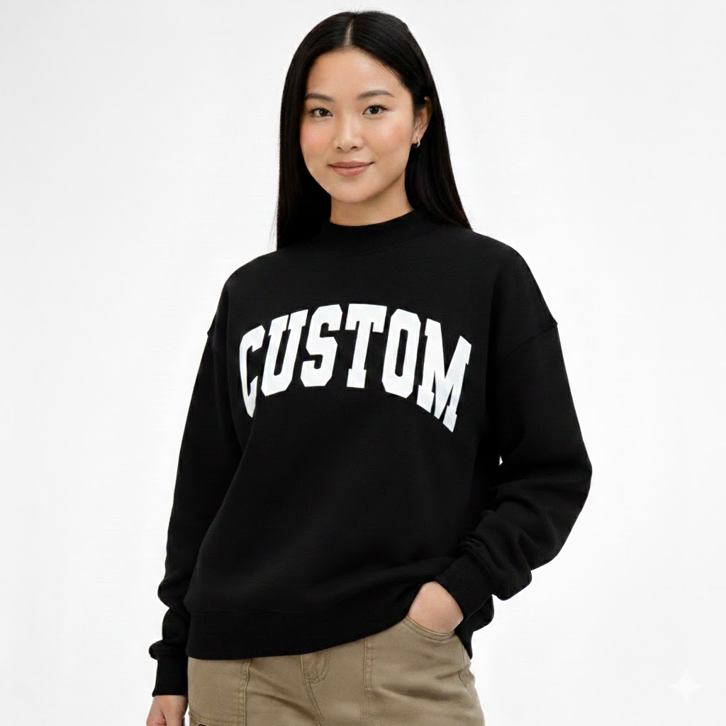 Fully Customized Women's Casual Solid Mockneck Winter/Autumn Fleece Sweatshirt Embroidered Front Logo Eco-Friendly Breathable