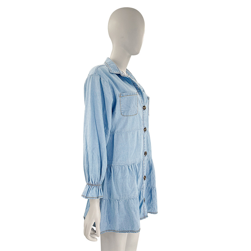 2022 Wholesale Casual Women Ladies Long Sleeve Oversized Loose Shirt Jean Denim Dress