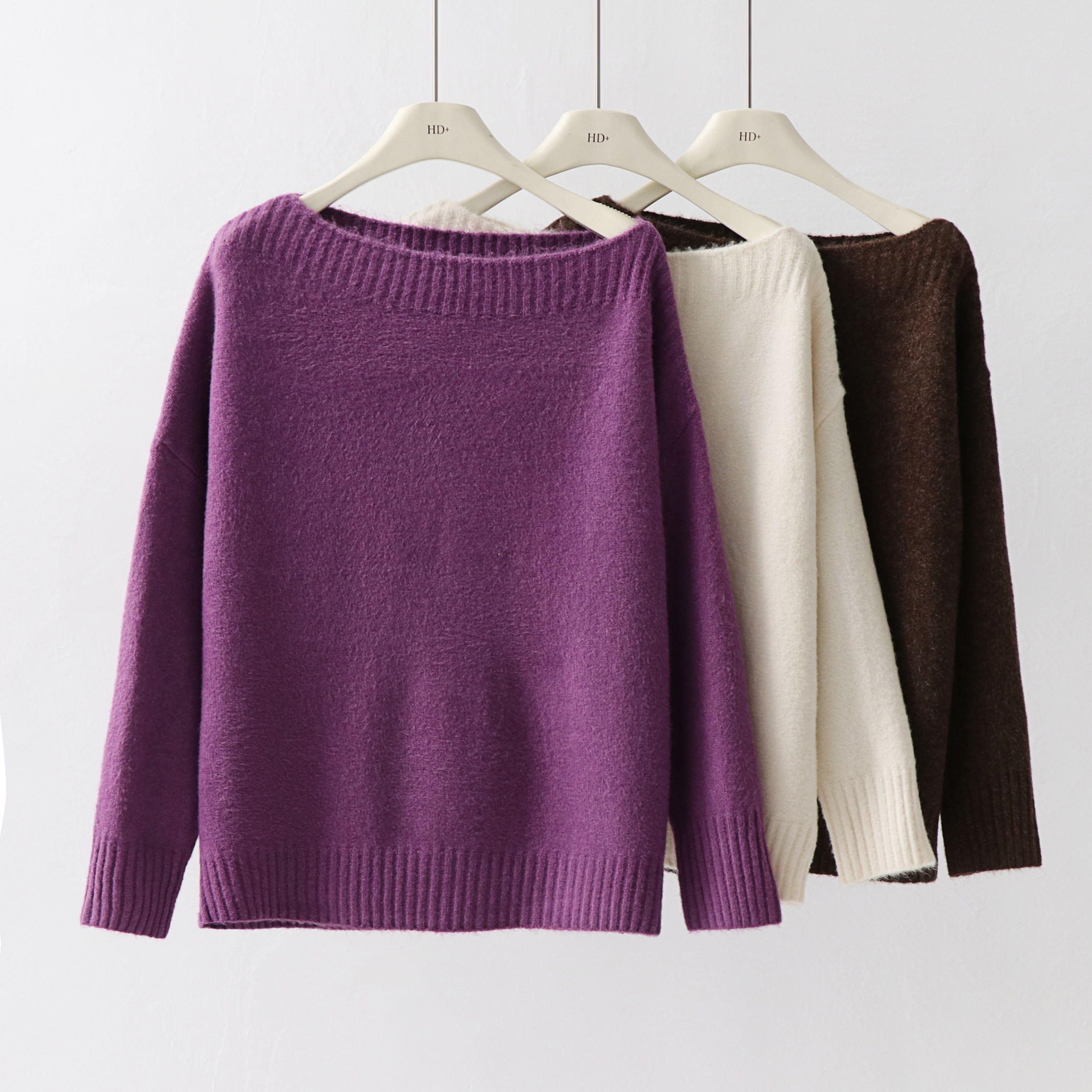 Real Shot Korean Style Winter Anti-Pilling Knitted Wool/Acrylic Women's Regular Solid Loose Sweater
