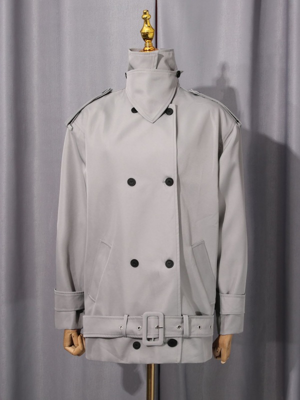 A10949 Autumn New Fashion Women's Loose Coat Niche Personality Design Long Sleeve Stand Solid Casual Outerwear with Belt