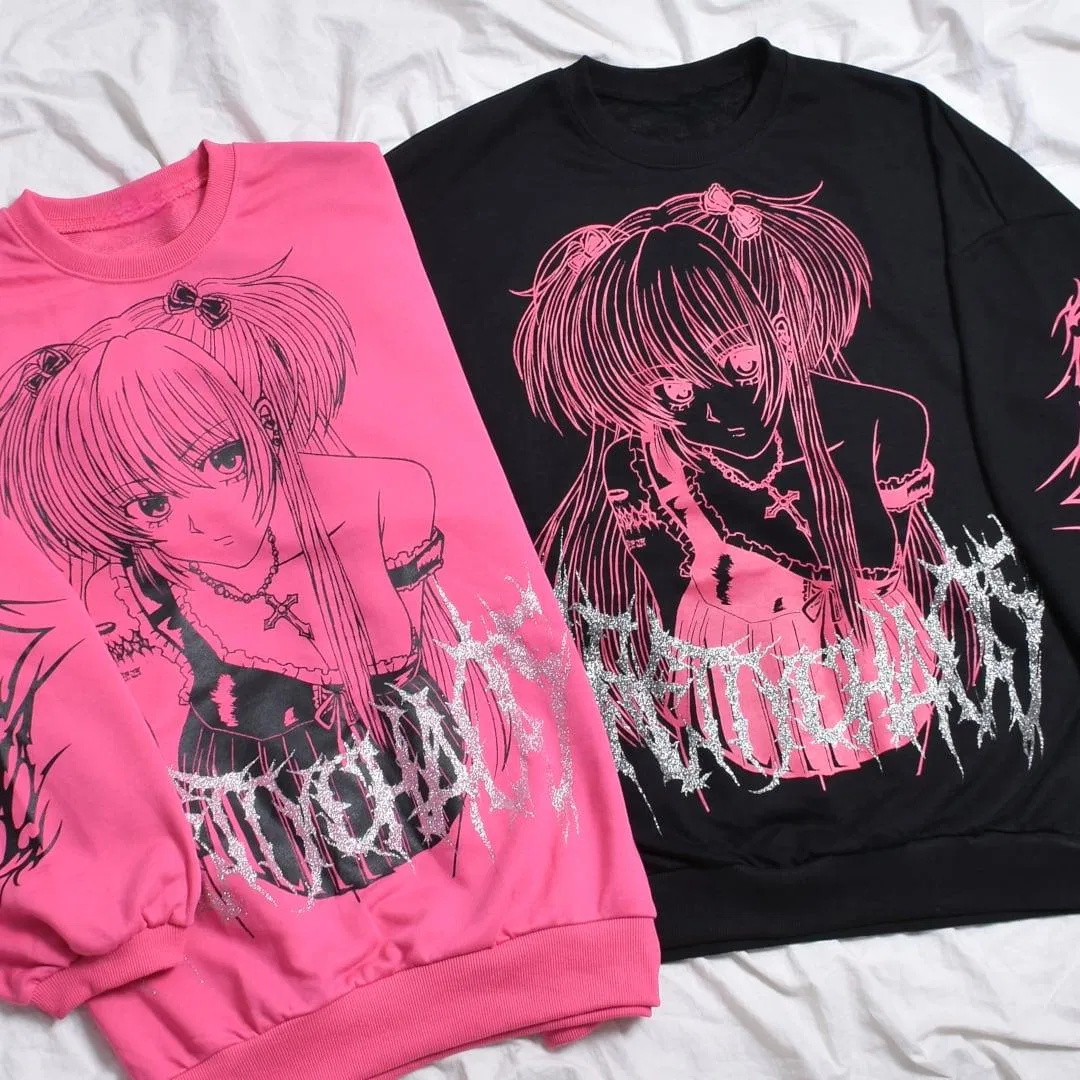 Custom Logo Streetwear Hoodies for Trendy Urban Style for Women Sweatshirt with Silver Print