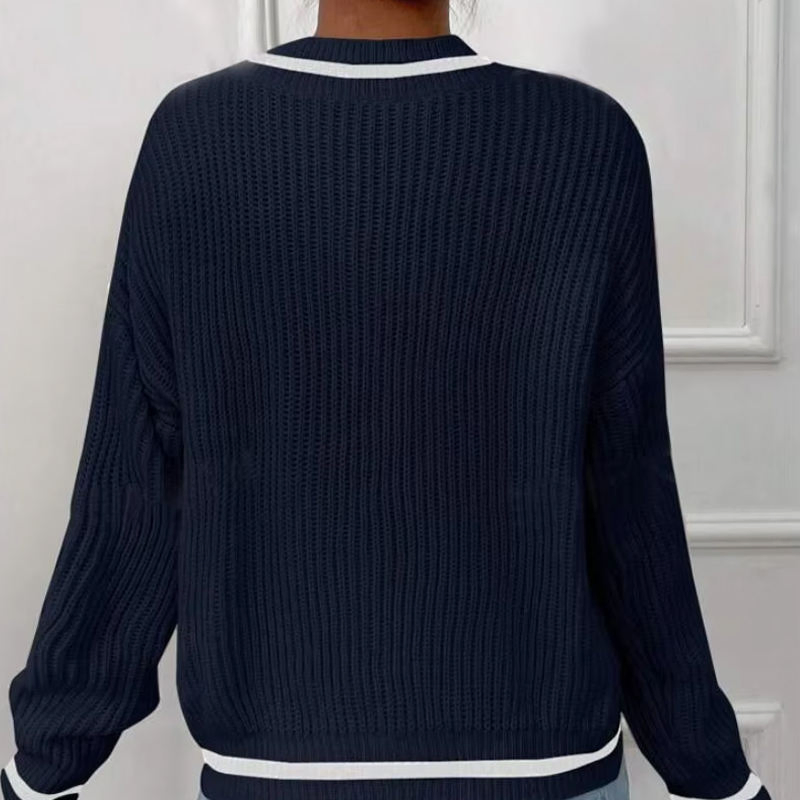 Stylish Women's V-Neck Knitted Sweater for All Seasons