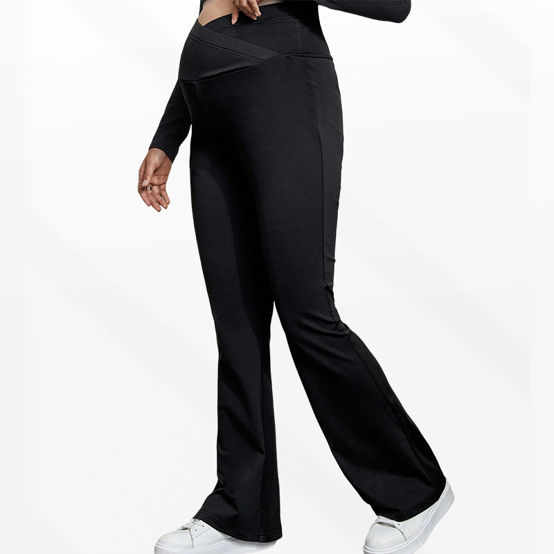 OEM/ODM Cross Casual Slim Pregnant Women Bell Bottoms Wide Leg Pants for Maternity Wear for Europe and the United States
