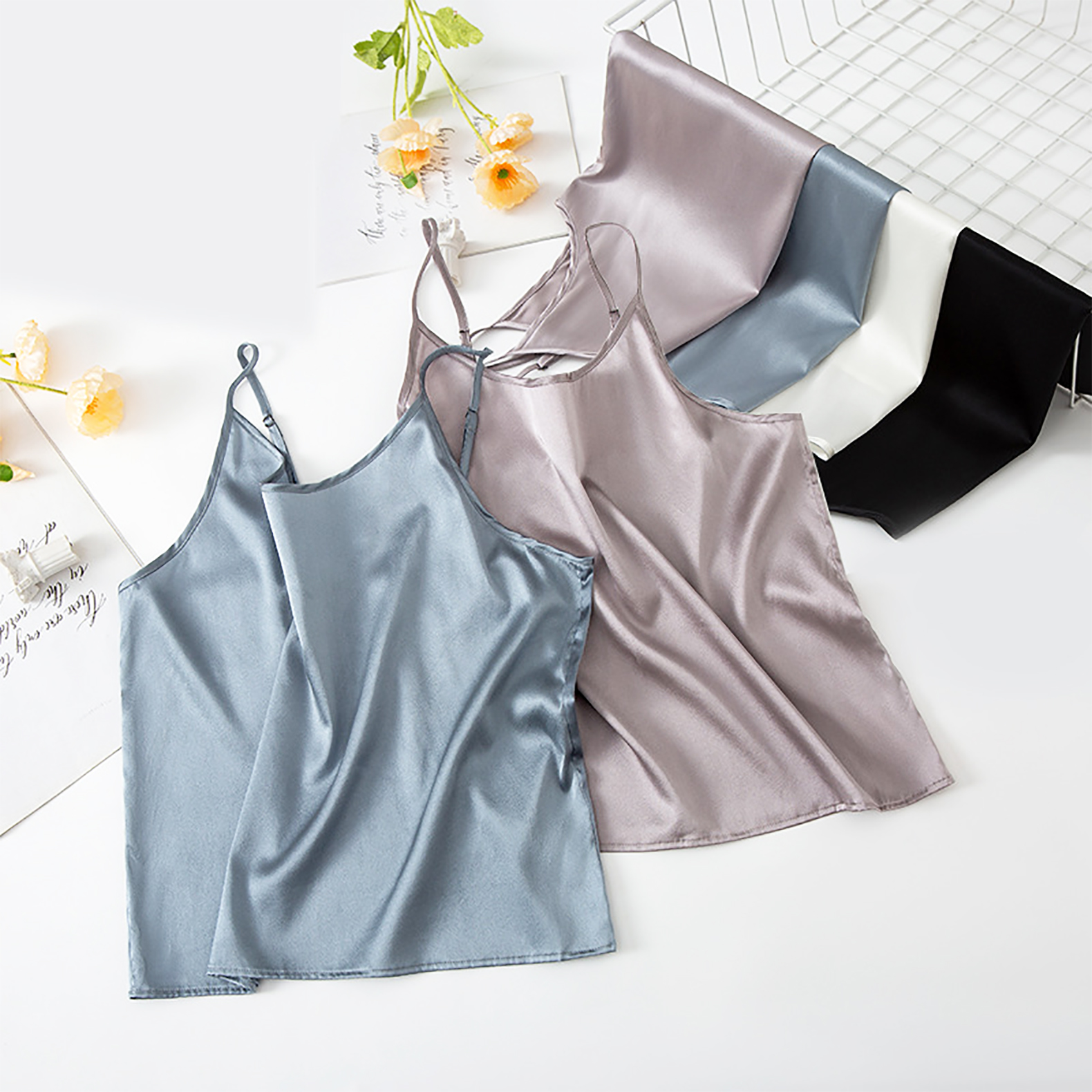 Custom Wholesale Pure Silk Camisole Comfortable Summer Female Loungewear Stretch Satin Silk Wholesale Custom Mulberry Silk