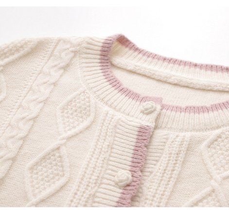 Custom Women Knit Sweater Long Sleeve Crew Neck Ladies Sweater Preppy Style Cable Drop Shoulder Button Women Knit Cardigan
