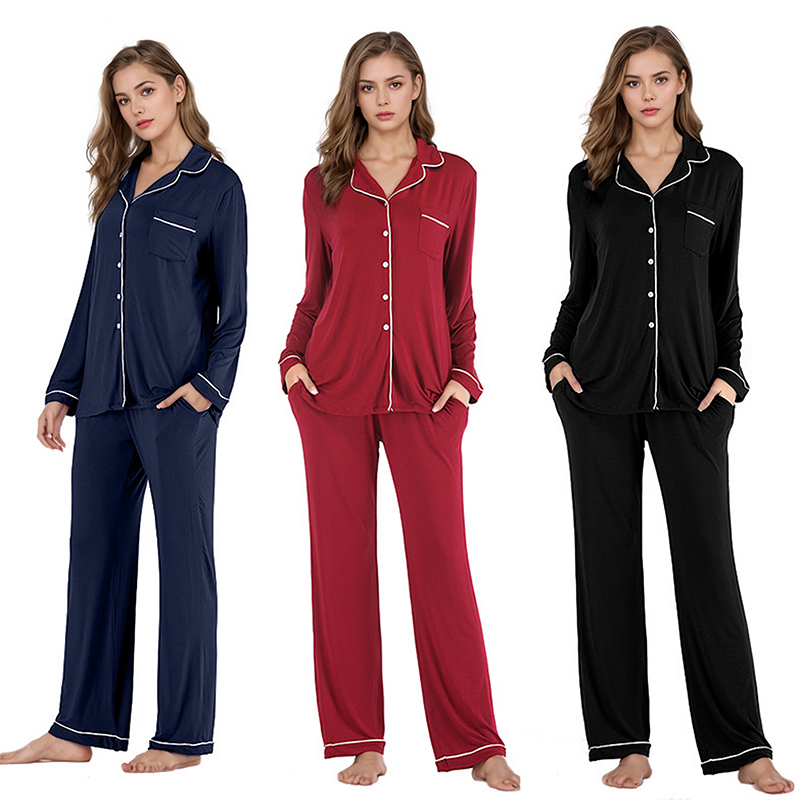 Oversized Women's Pajamas Bamboo Cotton Loungewear Ladies Homewear Pyjamas Custom Logo Nightwear Pajama Set