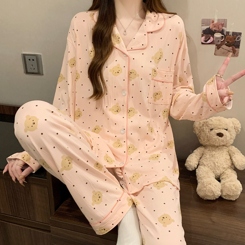 2026 New Bow Design Women's Summer Casual Loungewear Long-Sleeve Set Breathable &amp; Soft Polyester/Cotton