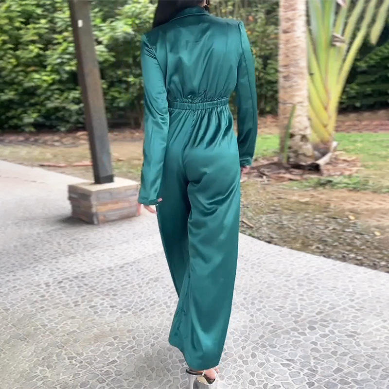 Fashion Plus Size Women Supply Temperament Loose Straight Solid Color Women Jumpsuit
