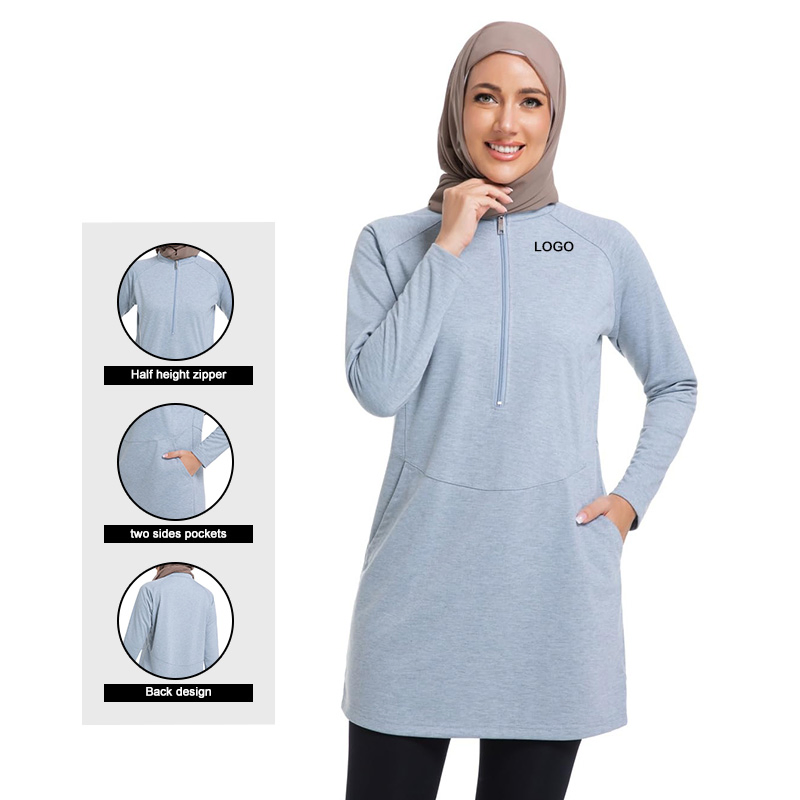 Modest Athletic for Women, Muslim Friendly Long Loose Top for Casual, Gym, Jogging, Autumn Spring Muslim Wear